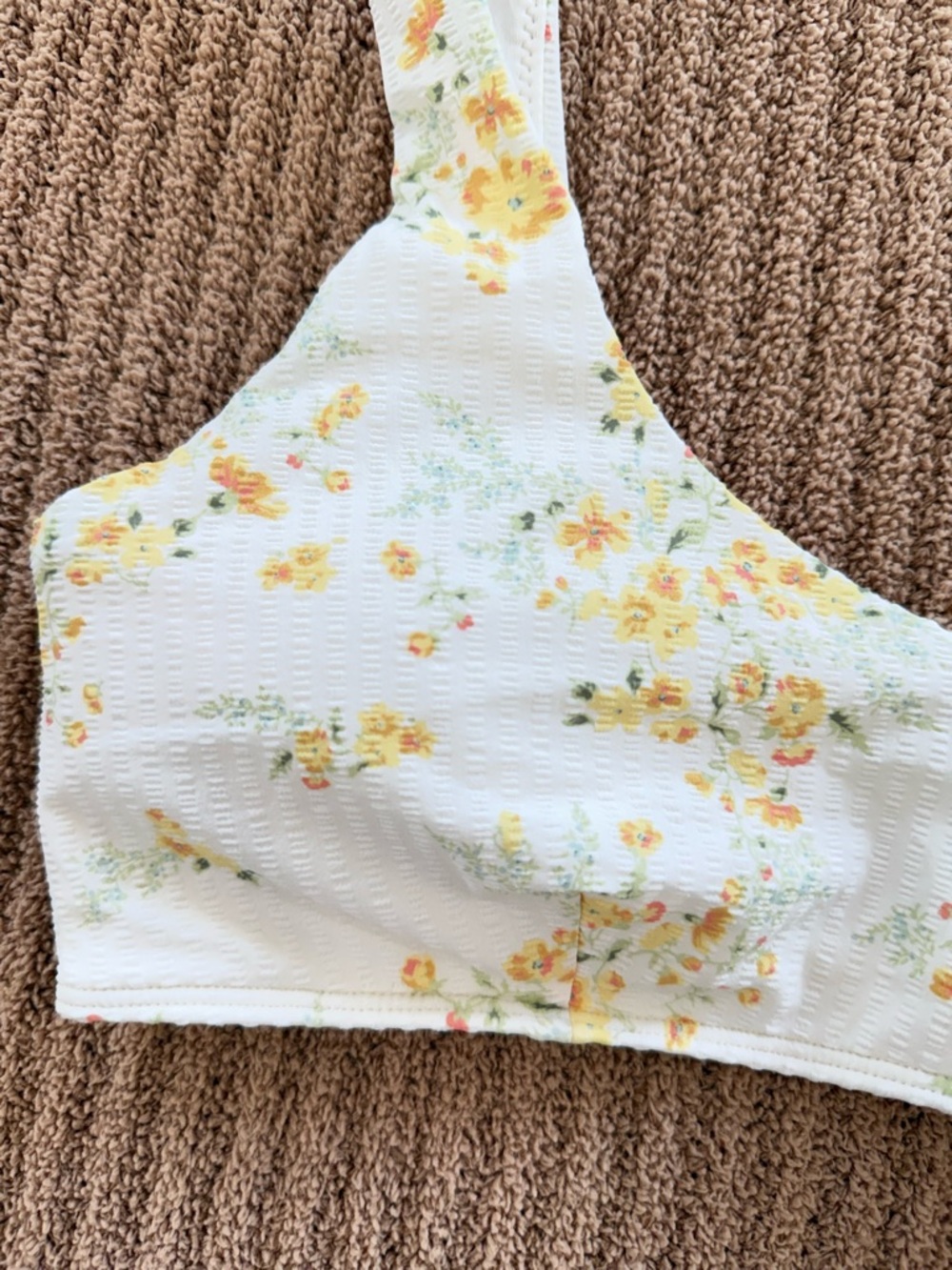O'Neill D cup White Floral Swim Bralette with Yellow Blossoms - Picture 2 of 5